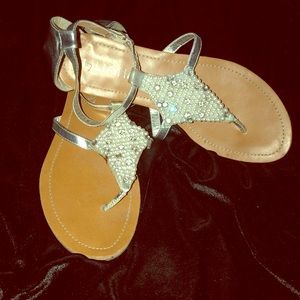 Silver Bling & Pearl Split Toe Sandals
